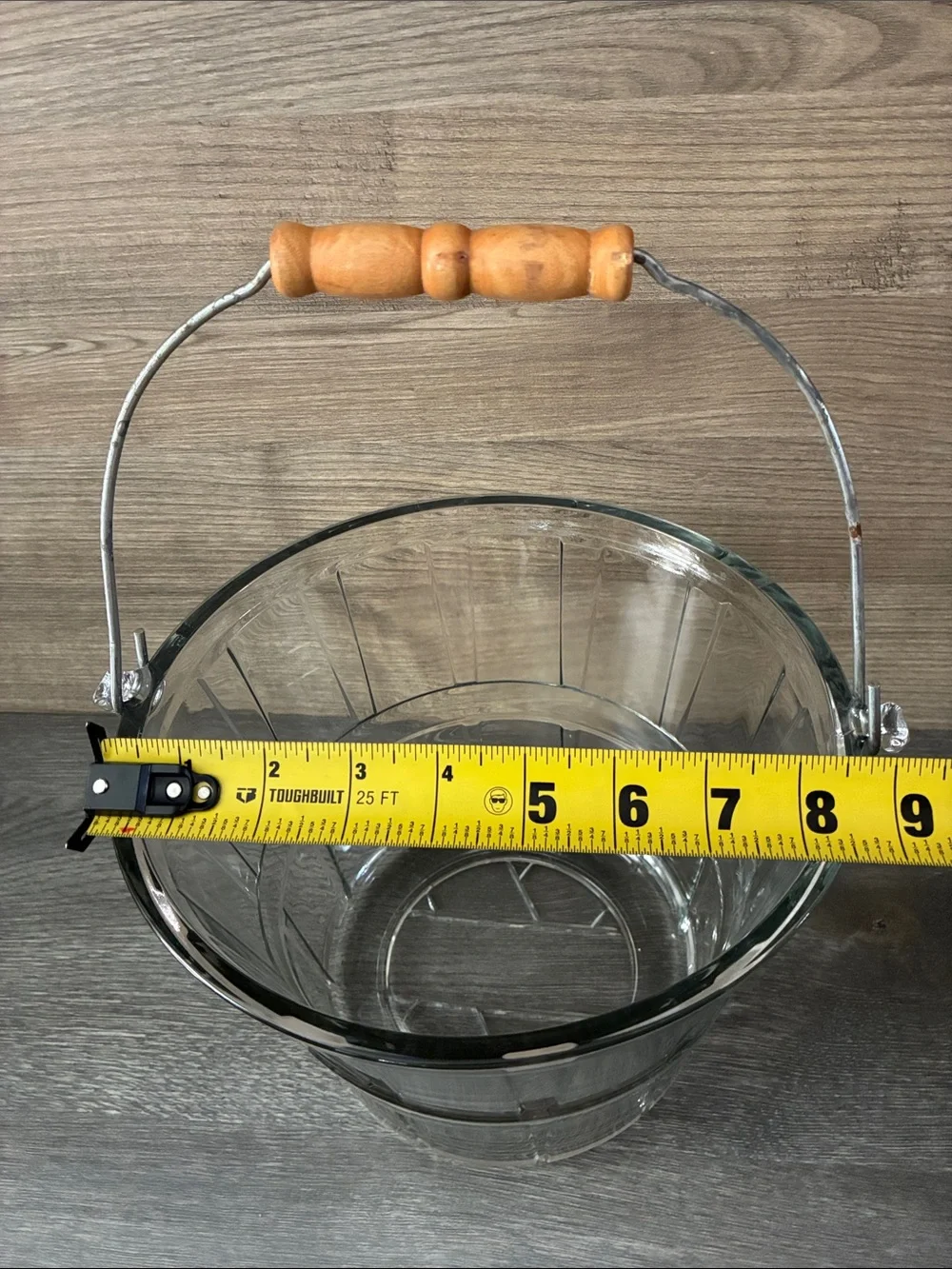 Incredible vintage Anchor Hocking Glass bucket Apple bushel basket ice bucket